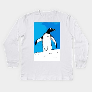 Penguin with blue sky Kids Long Sleeve T-Shirt